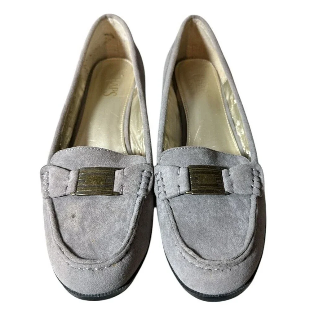 Chaps Percy Gray Fabric Slip On Shoes 1.5‎ in heel Women's Size 8.5